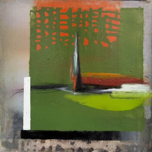 Verdad y pigmento. 2025. Oleo s/papel. 21x21 cm.