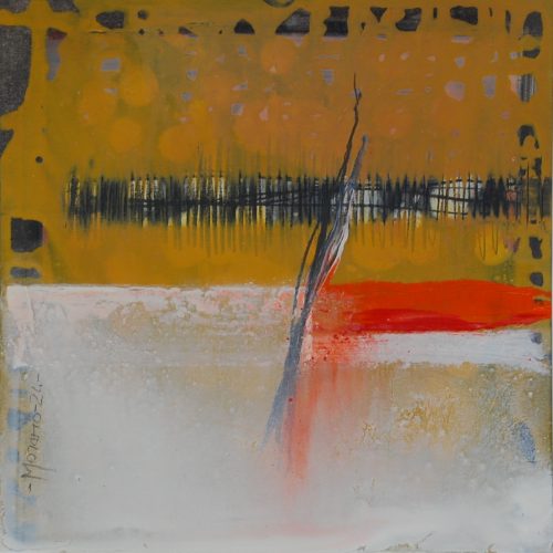 Grafito y memoria. 2024. Oleo s/papel. 22x22 cm.