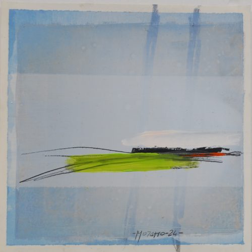 Línea horizonte. 2024. Oleo s/papel. 22x22 cm.