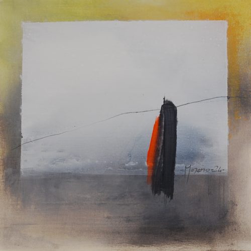 Plano lienzo con voz. 2024. Oleo s/ papel. 30x30 cm.