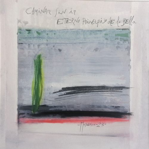 "Caminar sin ir". 2023. Oleo s/papel. 24x24 cm.