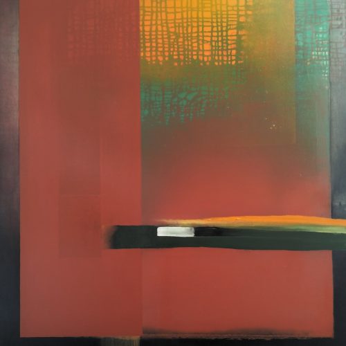 "Tiembla una rama verde". 2025. Oleo s/tela. 100x100 cm.