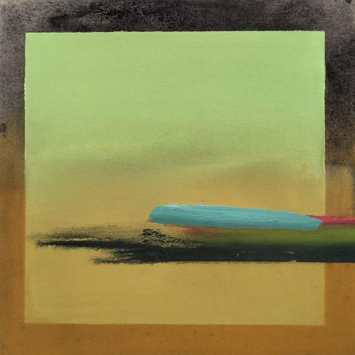 "Trazos de silencio bruñido". 2025. Oleo s/tela. 50x50 cm.